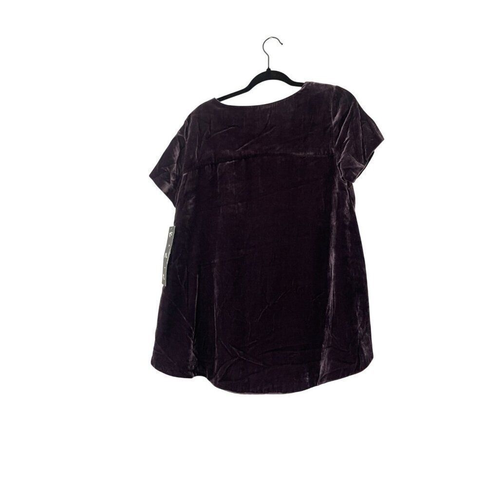 Lord & Taylor Womens Blouse M Medium Plum Purple Velvet Round Neck Lined NWT - Picture 2 of 10